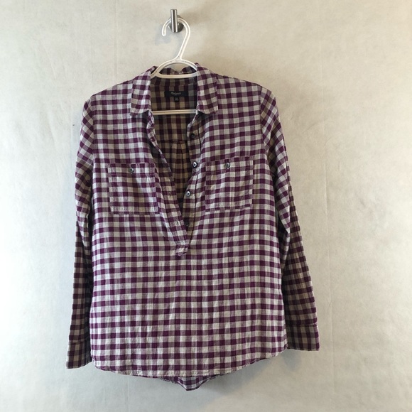 Madewell extra small top plaid red and white - Picture 4 of 4